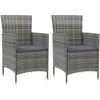 Image de vidaXL Chaises de jardin avec coussins 2 pcs Résine tressée Gris 316682