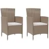 Image de Chaises De Jardin Avec Coussins Lot De 2 Résine Tressée Beige Vidaxl