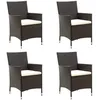Image de Chaises De Jardin Avec Coussins Lot De 4 Résine Tressée Marron Vidaxl