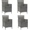 Image de Chaises De Jardin Avec Coussins Lot De 4 Résine Tressée Gris Vidaxl