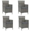 Image de vidaXL Chaises de jardin avec coussins lot de 4 Résine tressée Gris 316690