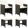 Image de Jeu De Chaise Et Tabouret De Jardin 4 Pcs Résine Tressée Noir Vidaxl