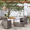 Image de Jeu De Chaise Et Tabouret De Jardin 4 Pcs Résine Tressée Gris Vidaxl
