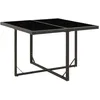 Image de Table De Jardin Noir 109x107x74 Cm Résine Tressée Et Verre Vidaxl