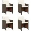 Image de Chaises De Jardin Avec Coussins Lot De 4 Résine Tressée Marron Vidaxl