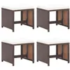Image de vidaXL 4x Tabourets de Jardin avec Coussins Repose-pieds de Patio Tabourets de Terrasse Repose-pieds dExtérieur Résine 316778