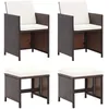 Image de Jeu De Chaise Et Tabouret De Jardin 4 Pcs Résine Tressée Marron Vidaxl