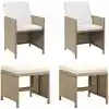 Image de Chaises De Jardin Avec Tabourets Lot De 2 Résine Tressée Beige Vidaxl