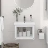 Image de Cadre De Lavabo De Salle De Bain Mural Blanc 40x38x31 Cm Fer Vidaxl