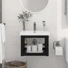 Image de Cadre De Lavabo De Salle De Bain Mural Noir 40x38x31 Cm Fer Vidaxl