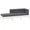 Image de vidaXL Salon de jardin 3 pcs avec coussins Blanc Bois de pin solide 806665