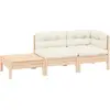 Image de Salon De Jardin 3 Pcs Avec Coussins Crème Bois De Pin Massif Vidaxl