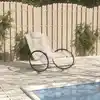 Image de Chaise Longue Avec Oreiller Acier Et Textilène Crème Vidaxl