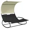 Image de Vidaxl chaise longue double à bascule avec auvent noir et crème