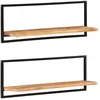 Image de Étagères Murales 2 Pcs 100x24x35 Cm Bois D'acacia Et Acier Vidaxl