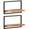 Image de Étagères Murales 2 Pcs 60x25x35 Cm Bois D'acacia Et Acier Vidaxl
