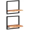 Image de Étagères Murales 2 Pcs 40x24x35 Cm Bois D'acacia Et Acier Vidaxl