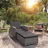 Image de Chaise Longue Avec Coussin Gris Foncé Résine Tressée Gris Vidaxl