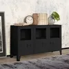 Image de Buffet Industriel Noir 105x35x62 Cm Métal Et Verre Vidaxl