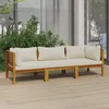 Image de vidaXL Canapé de jardin 3 places et coussin crème Bois dacacia massif