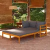 Image de Chaises Longues Coussins Gris Foncé Lot De 2 Bois Acacia Solide Vidaxl