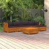 Image de Salon De Jardin 6 Pcs Avec Coussins Bois D'acacia Solide Vidaxl