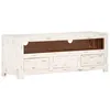 Image de Meuble Tv Bois Massif D'acacia 110x30x40 Cm Blanc Vidaxl