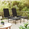 Image de Chaises Longues Avec Repose-pied 2 Pcs Résine Tressée Gris Vidaxl