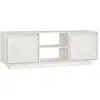 Image de Meuble Tv Blanc 110x30x40 Cm Bois De Pin Massif Vidaxl
