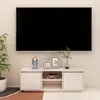 Image de vidaXL Meuble TV Blanc 110x30x40 cm Bois de pin massif