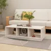 Image de Table Basse Blanc 110x50x34 Cm Bois De Pin Massif Vidaxl