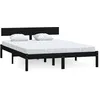 Image de Cadre De Lit Sans Matelas Noir Bois De Pin Massif Vidaxl