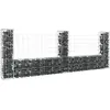 Image de Panier De Gabion En Forme De U Avec 3 Poteaux Fer 260x20x100 Cm Vidaxl