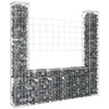 Image de vidaXL Panier de Gabion en Forme de U avec 2 Poteaux Barrière de Jardin Clôture en Mur de Panier Décoration Extérieur Fer 151282