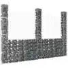 Image de Panier De Gabion En Forme De U Avec 3 Poteaux Fer 260x20x200 Cm Vidaxl