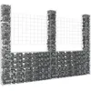 Image de vidaXL Panier de Gabion en Forme de U avec 3 Poteaux Barrière de Jardin Clôture en Mur de Panier Décoration Extérieur Fer 151290