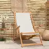 Image de Chaise De Plage Pliable Bois De Teck Solide Crème Vidaxl