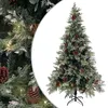 Image de Sapin De Noël Pré-éclairé Pommes De Pin Vert Blanc 195cm Pvc Pe Vidaxl