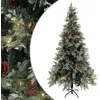 Image de Sapin De Noël Pré-éclairé Pommes De Pin Vert Blanc 225cm Pvc Pe Vidaxl