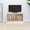 Image de Meuble Tv Blanc 70x33x42 Cm Bois De Pin Massif Vidaxl