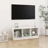 Image de Meuble Tv Blanc 104x33x41 Cm Bois De Pin Massif Vidaxl