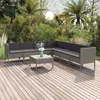 Image de vidaXL Salon de jardin 8 pcs avec coussins Résine tressée Gris