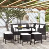 Image de Salon de jardin 5 pièces Résine tressée Noir avec coussins