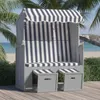 Image de Strandkorb Avec Auvent Résine Tressée Et Bois Solide Bleu Blanc Vidaxl