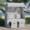 Image de Strandkorb Avec Coussins Résine Tressée Bois Solide Gris Blanc Vidaxl