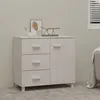 Image de Buffet en bois HAMAR - VIDAXL - Blanc - 90x40x80 cm - 1 porte - 3 tiroirs - Bois massif de pin