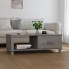 Image de Table basse - vidaXL - HAMAR - Bois massif de pin - Gris clair - 100x55x35 cm