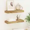 Image de Étagères Murales 2 Pcs 40x15x4 Cm Bois De Teck Massif Vidaxl