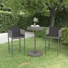 Image de Ensemble De Bar De Jardin 3 Pcs Et Coussins Résine Tressée Gris Vidaxl