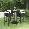 Image de Ensemble De Bar De Jardin 5 Pcs Et Coussins Résine Tressée Noir Vidaxl